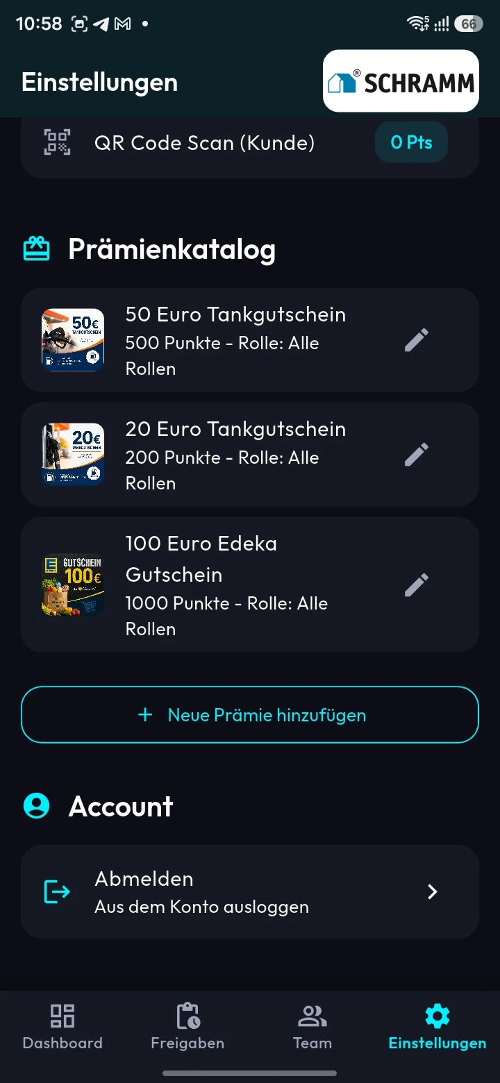 SterneSammler App: Einstellungen und Prämienkatalog